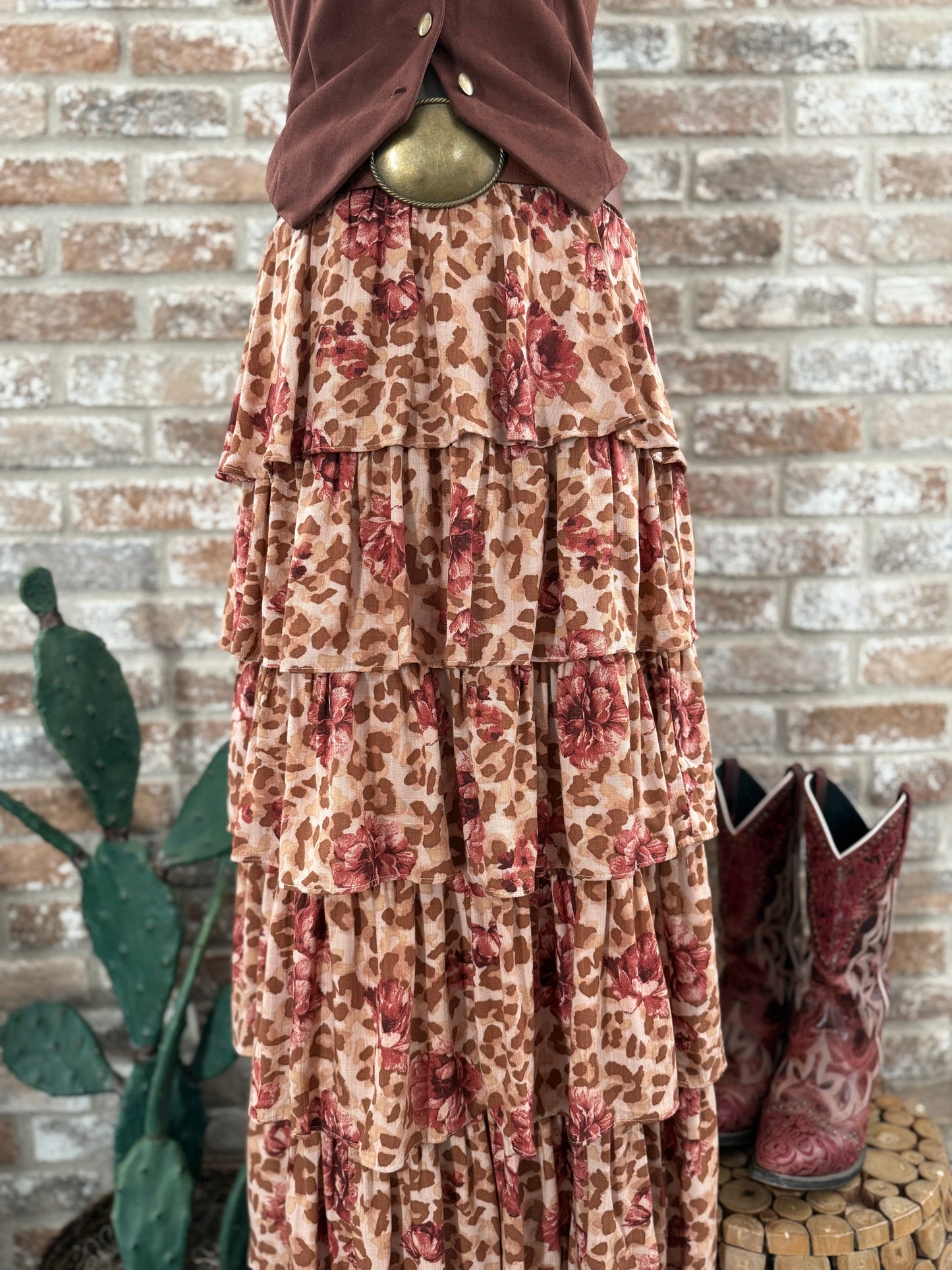 The Rosa Salvaje Tiered Ruffle Maxi Skirt