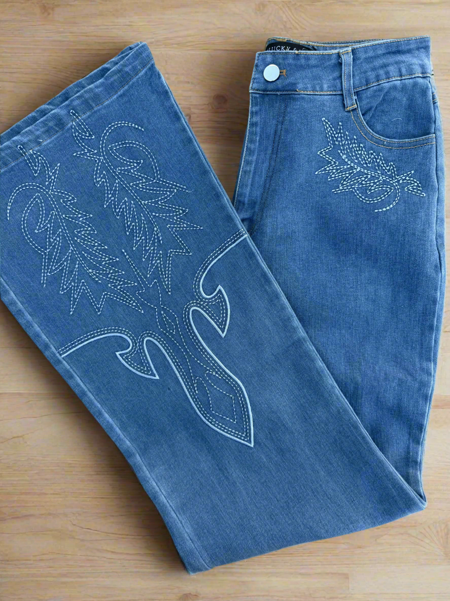 Desperado Boot Stitch Embroidered Flare Jeans