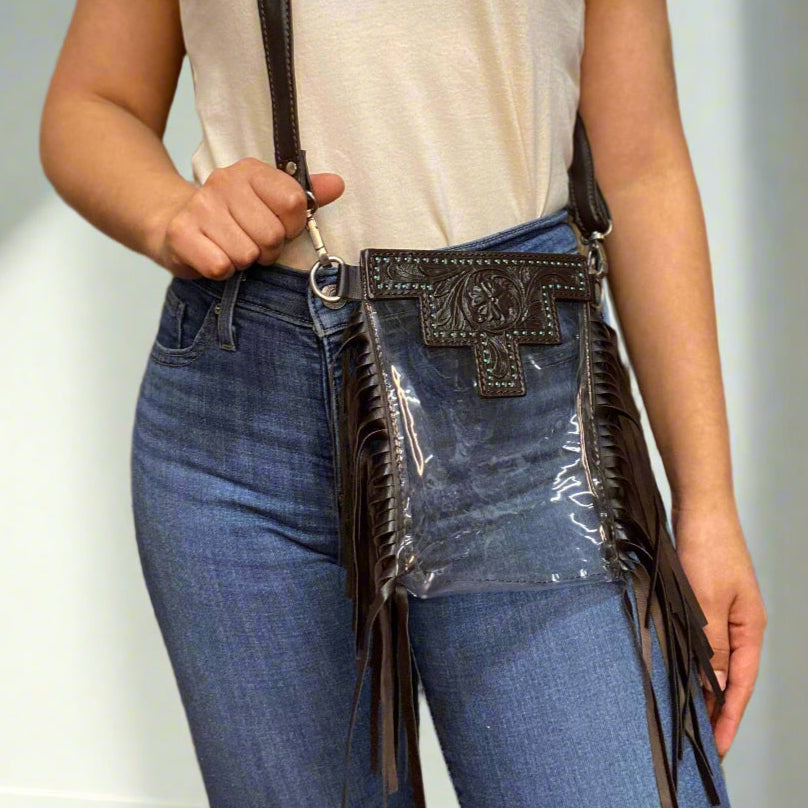 Stadium Fringe Clear Crossbody