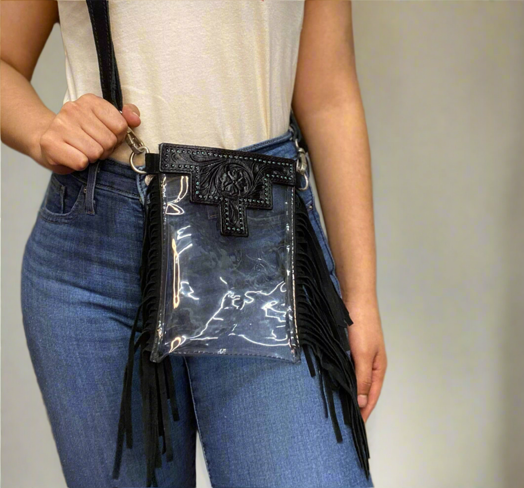 Stadium Fringe Clear Crossbody