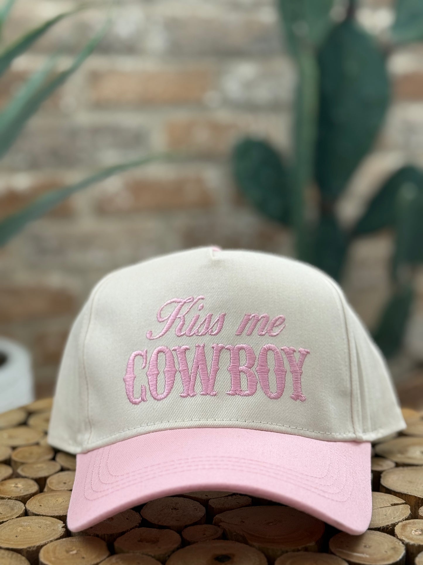 Kiss Me Cowboy Embroidery Two-Tone Cap