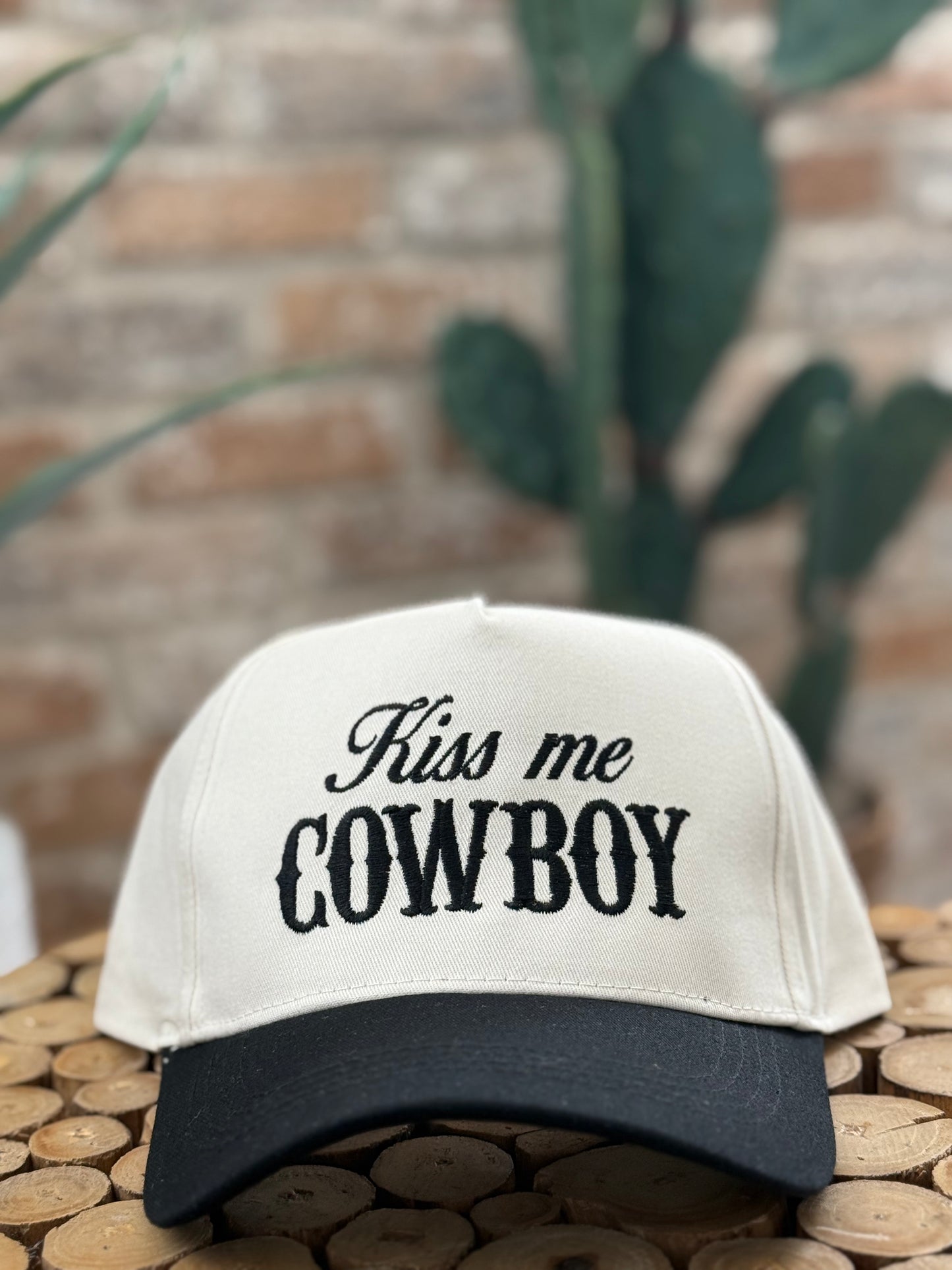 Kiss Me Cowboy Embroidery Two-Tone Cap