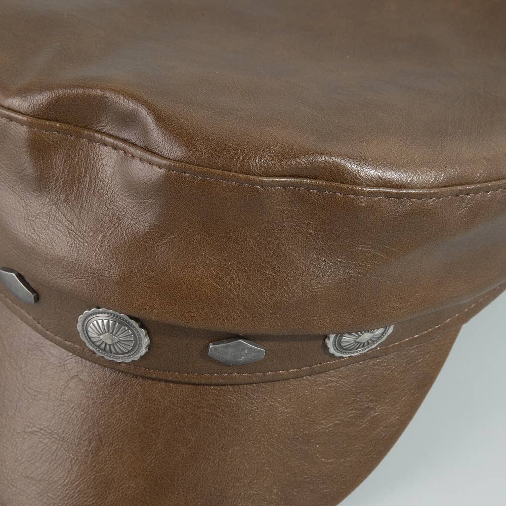 Vegan Leather Concho Newsboy Cabbie Hat