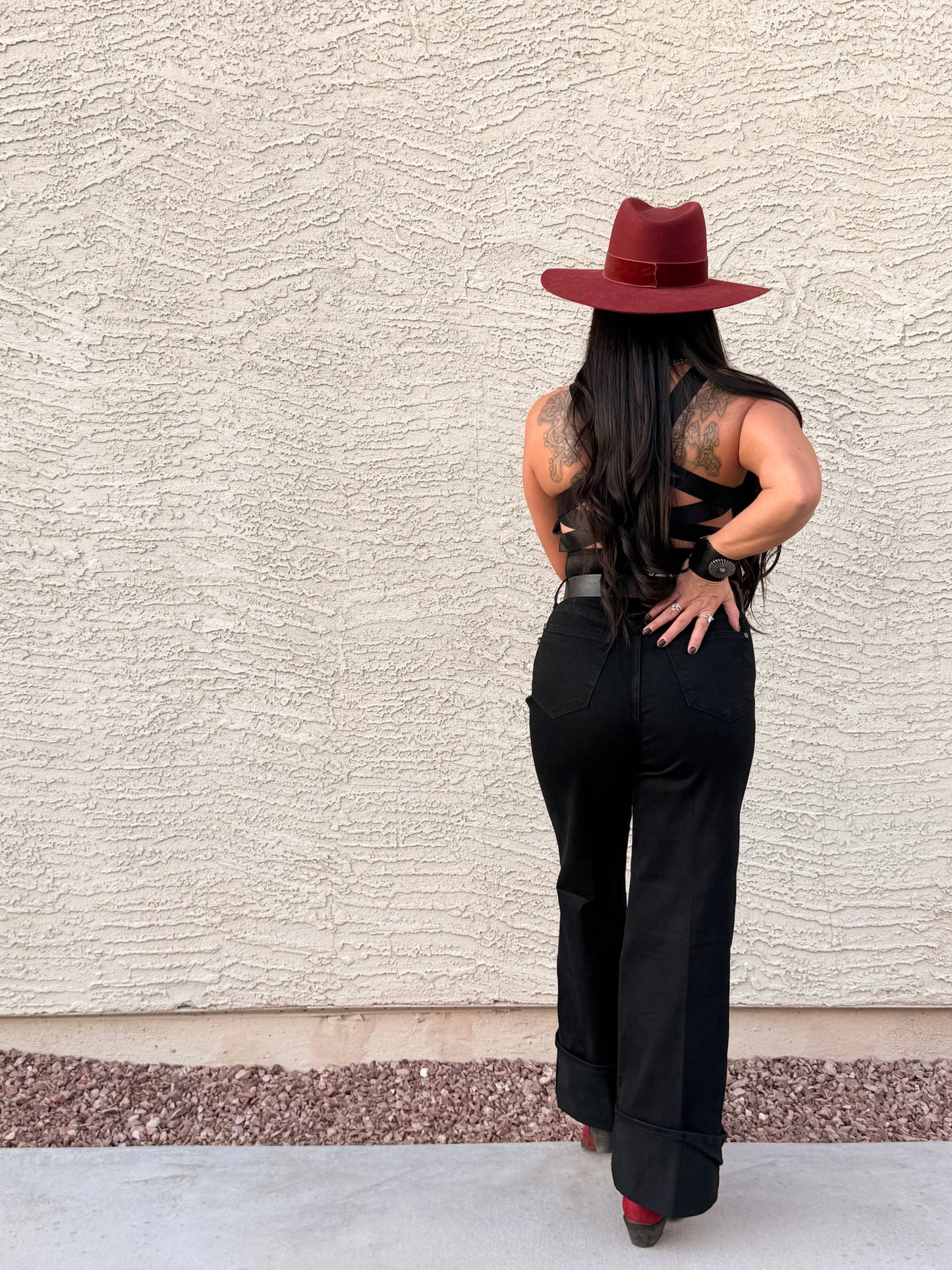 The  Retro Vaquera Wide Leg Cuffed Jeans