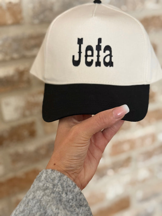 “Jefa” Embroidery 2 Tone Ball Cap