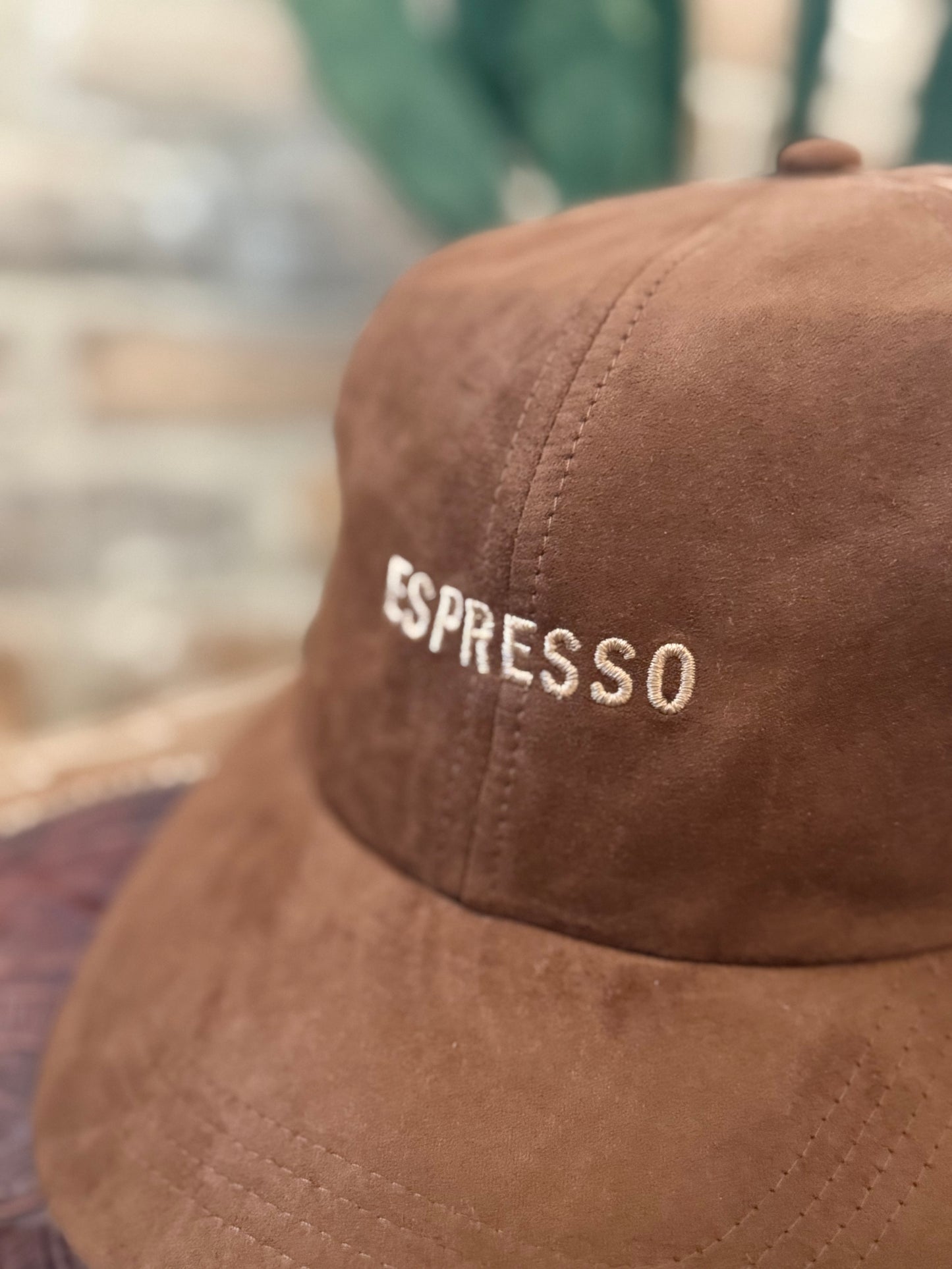 Espresso Embroidery  Suede Baseball Cap