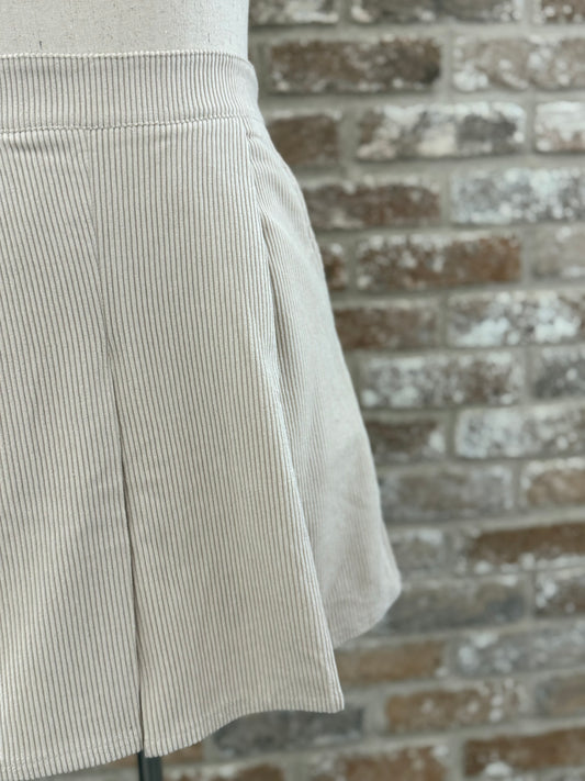 The Pleated Corduroy Skort