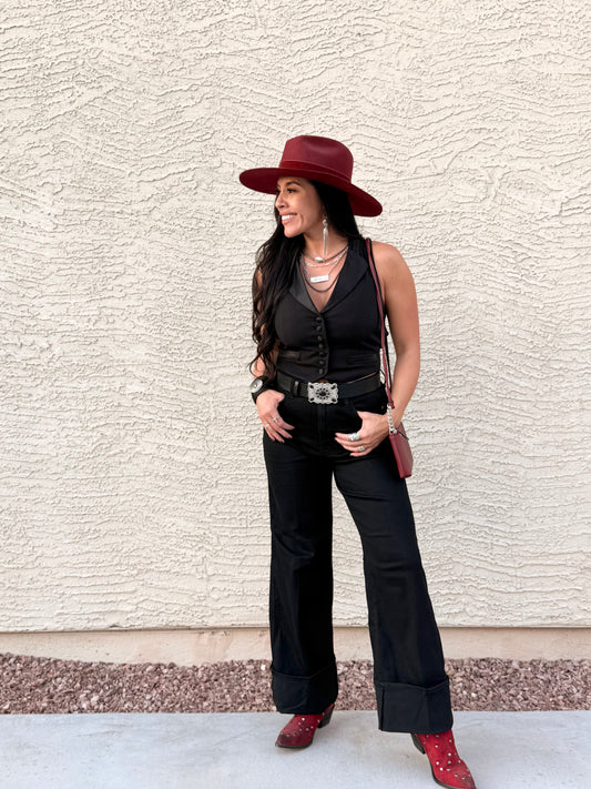 The  Retro Vaquera Wide Leg Cuffed Jeans