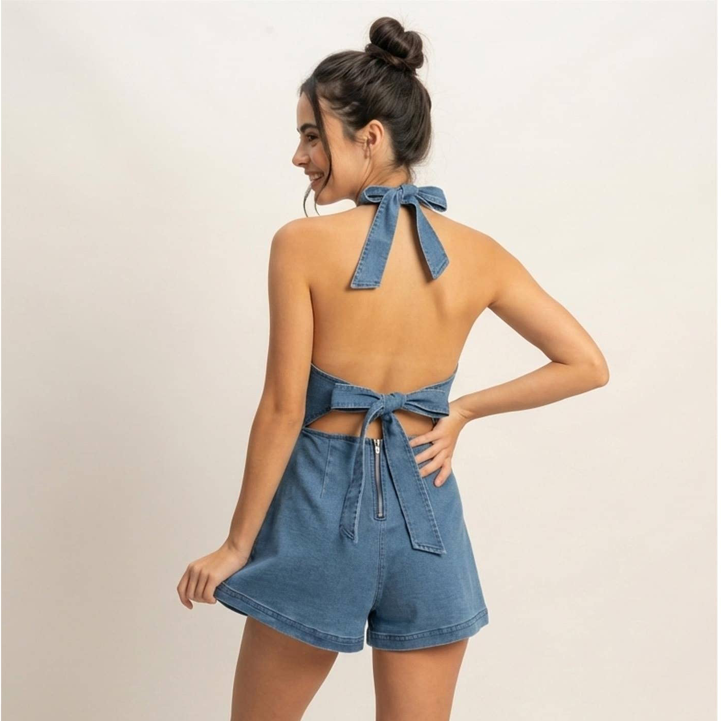 The Denim Halter Romper