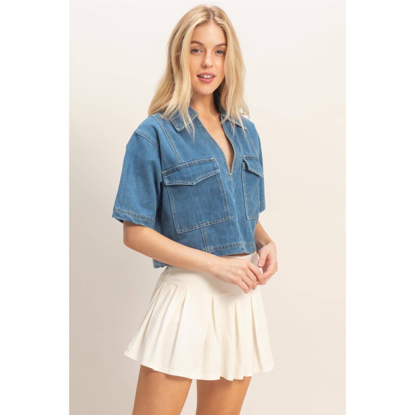 Denim Cropped Top