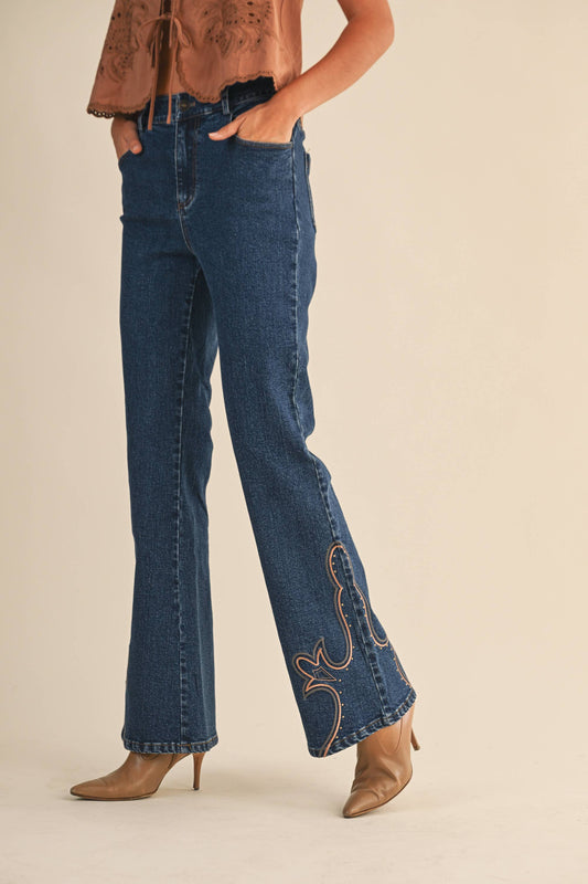 Whiskey Glasses Denim Flare Jeans