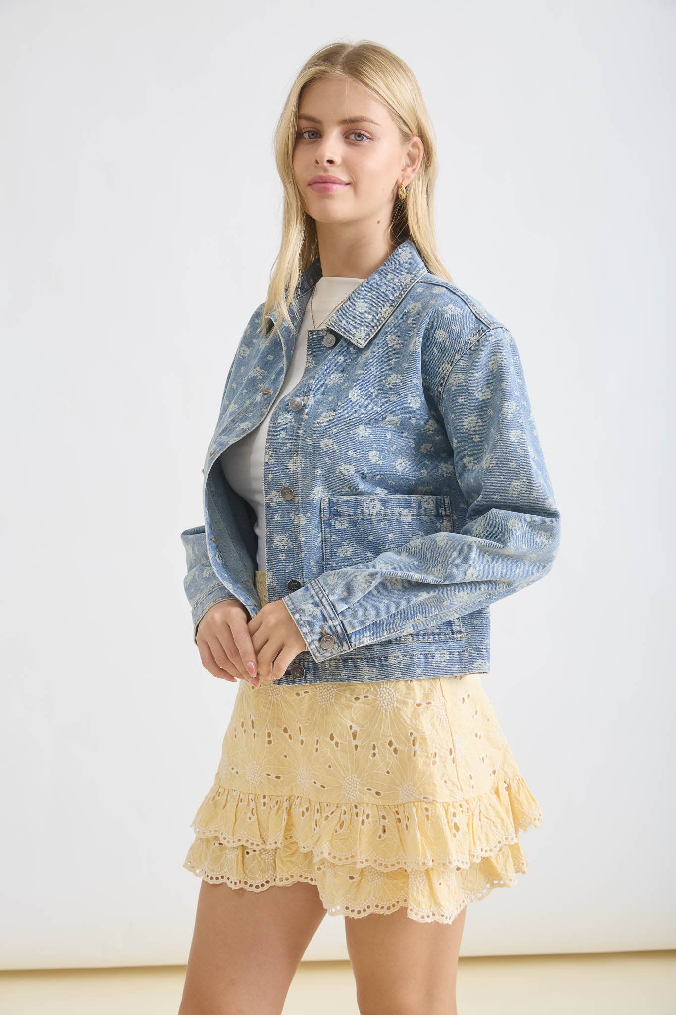 The Floral Washed Denim Jacket