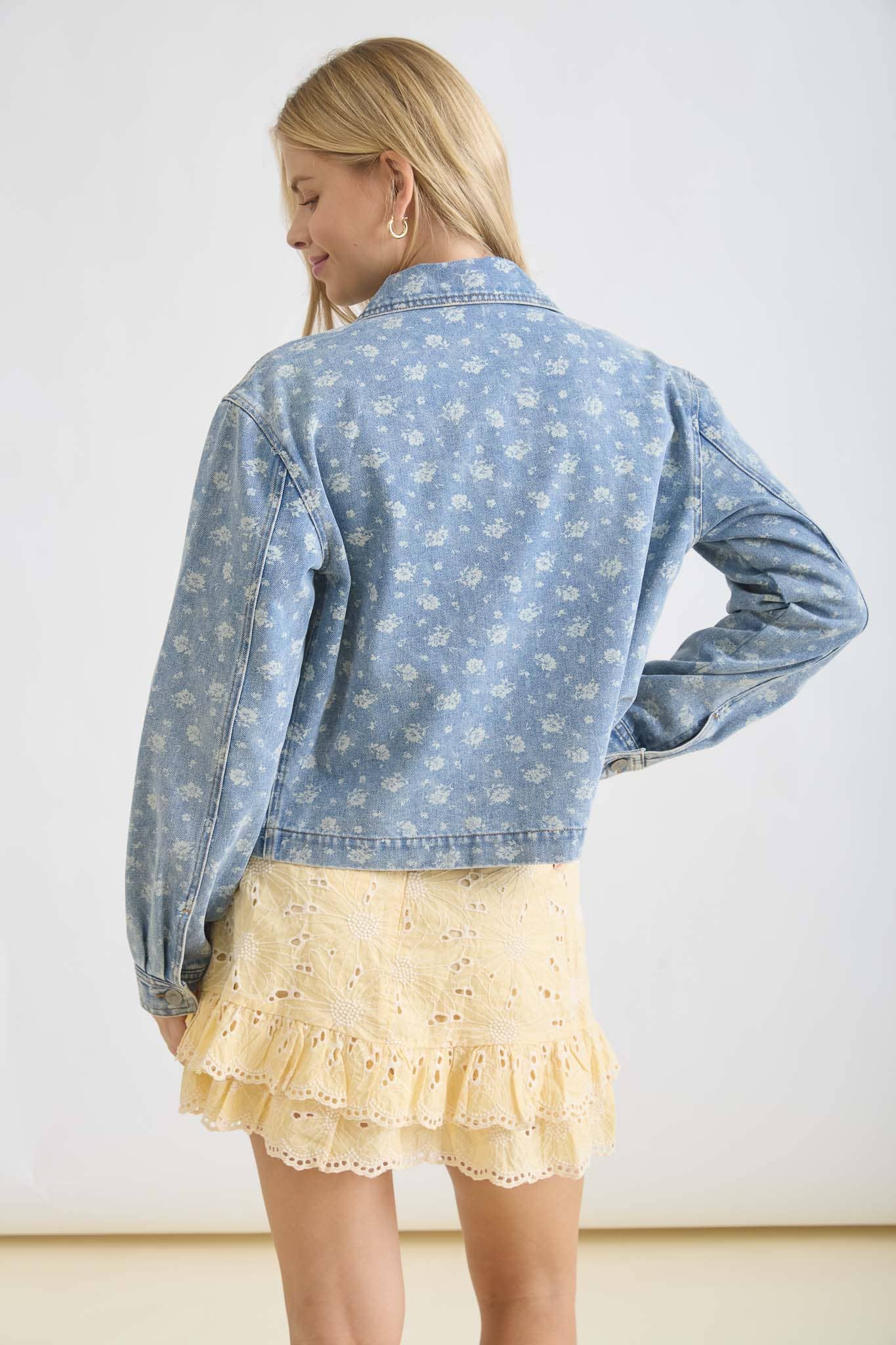 The Floral Washed Denim Jacket
