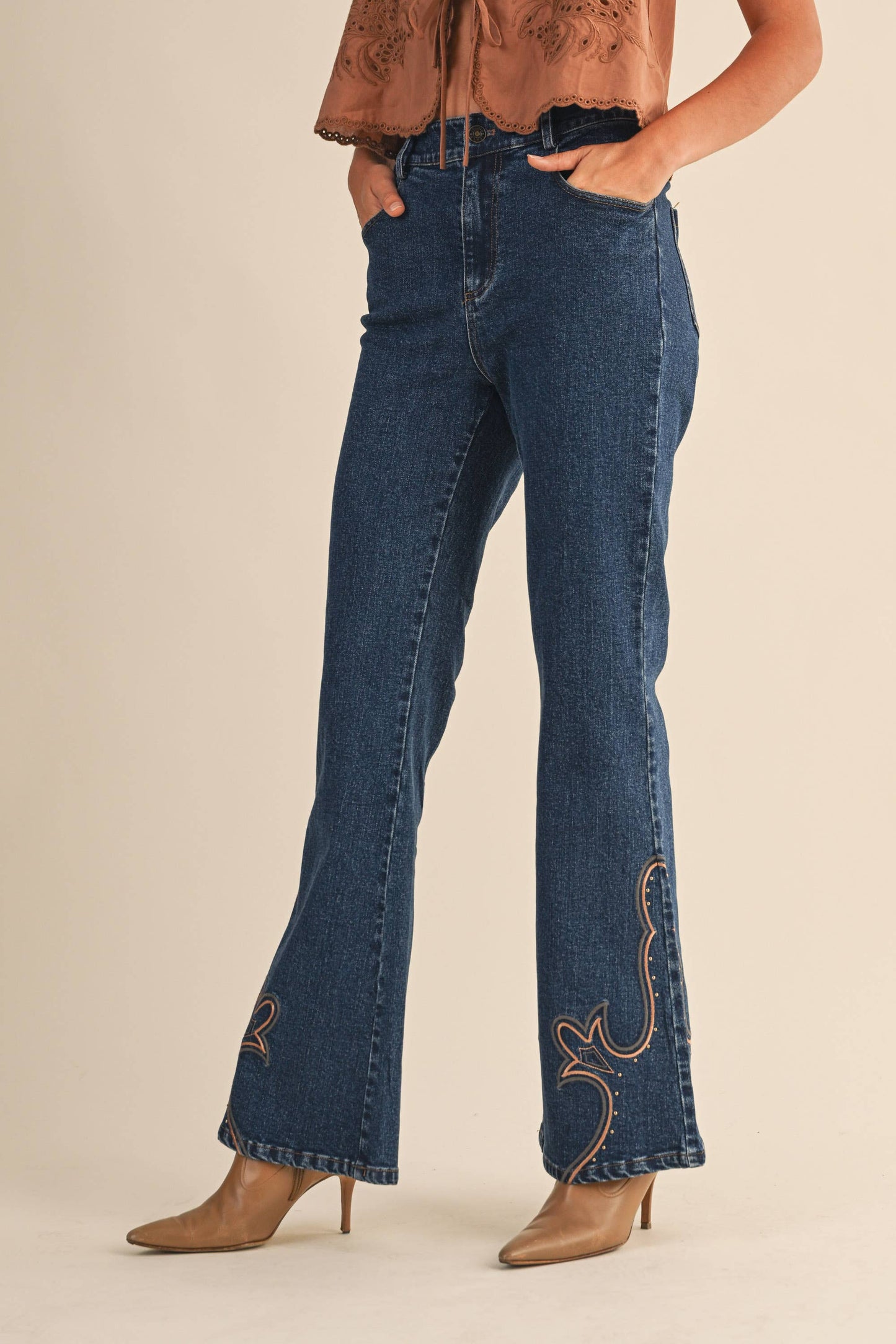 Whiskey Glasses Denim Flare Jeans