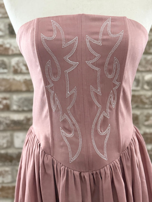 Esa Nena Embroidered Puff Mini Dress