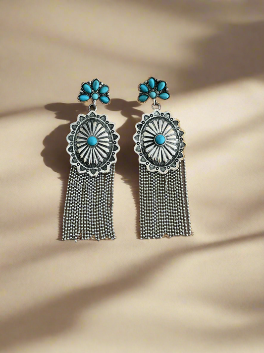 Concho Tassel Earrings