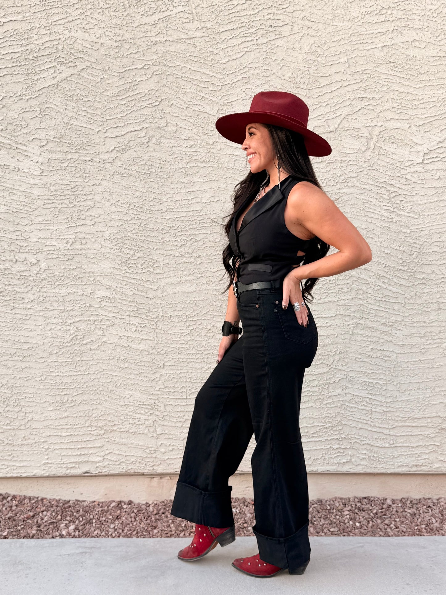 The  Retro Vaquera Wide Leg Cuffed Jeans