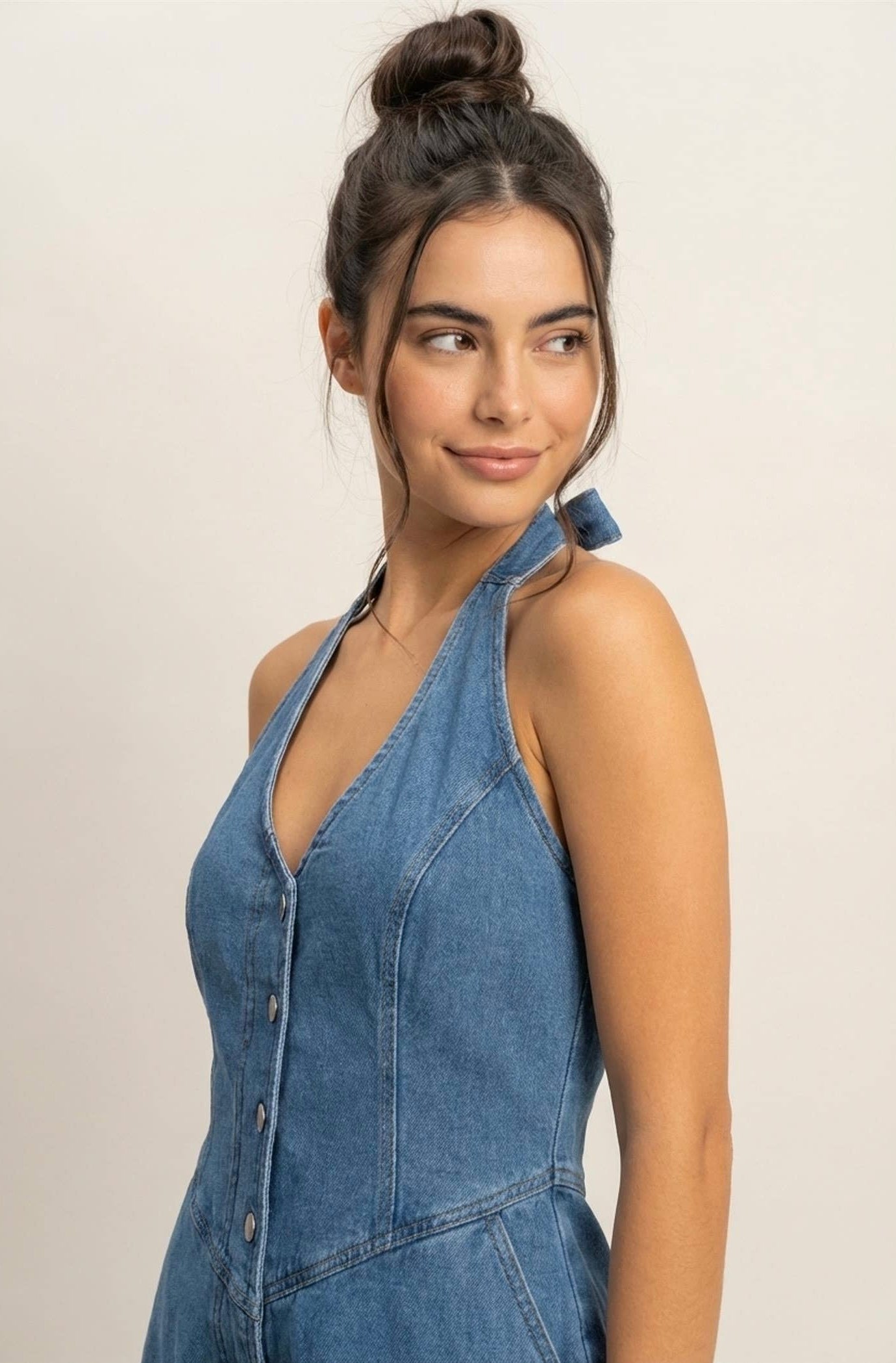 The Denim Halter Romper