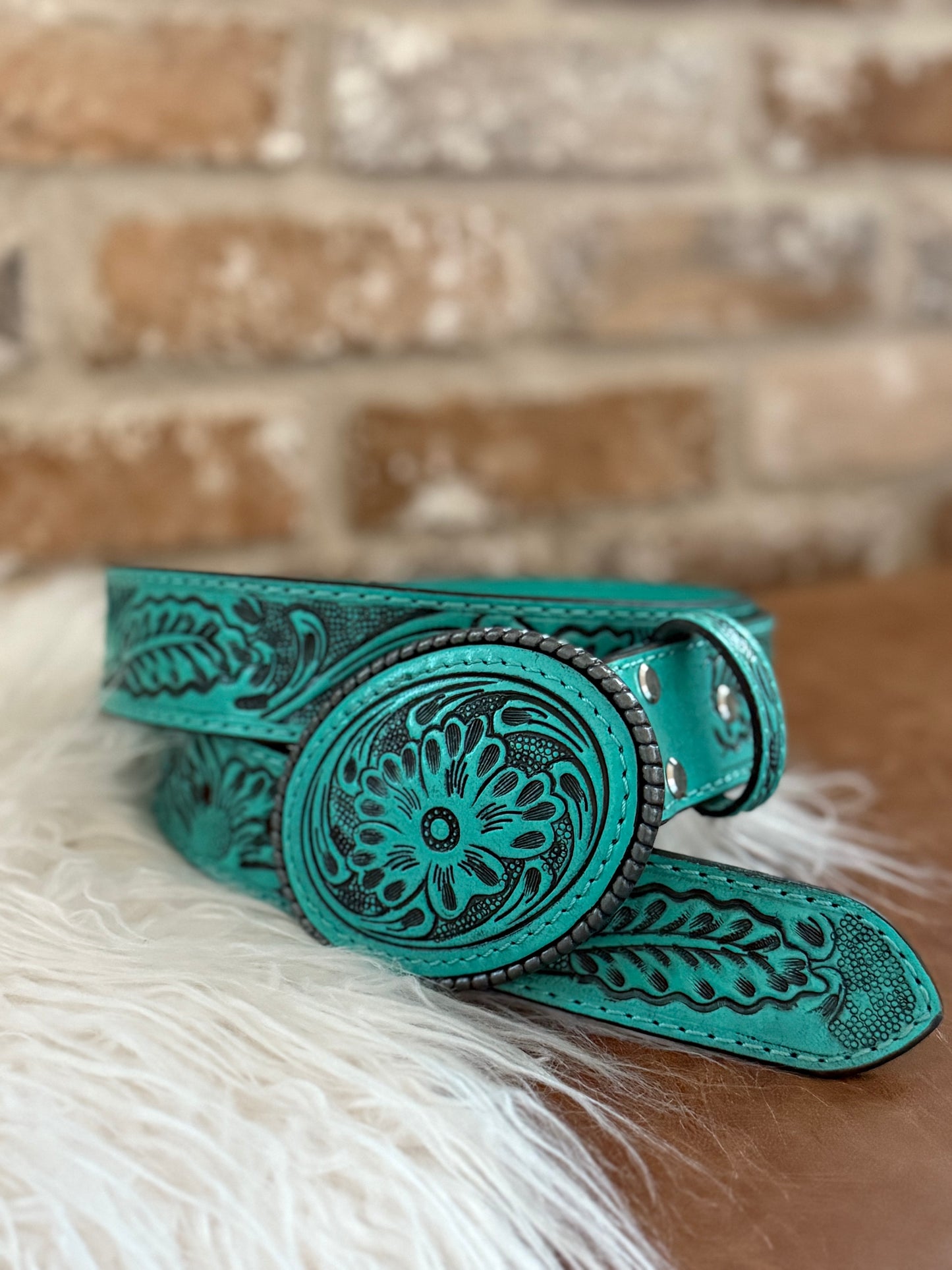 Martha Leather Tooled Belt