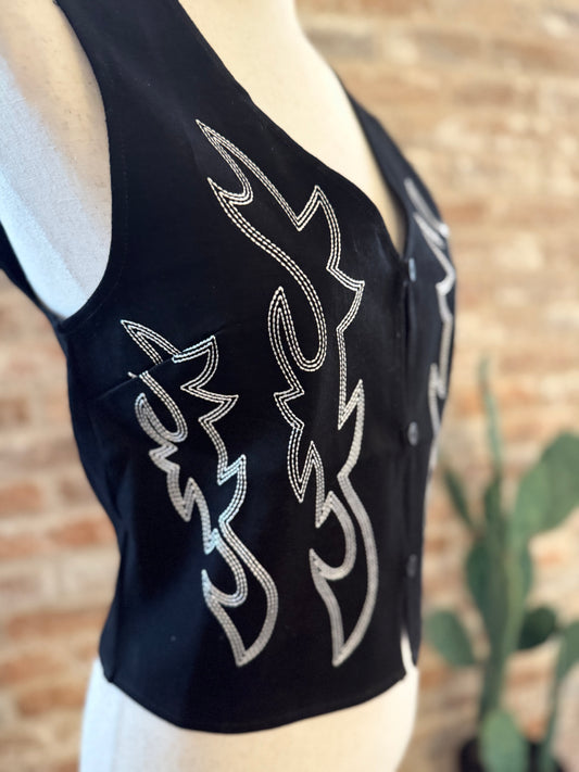 ARACELI DENIM EMBROIDERY  VEST
