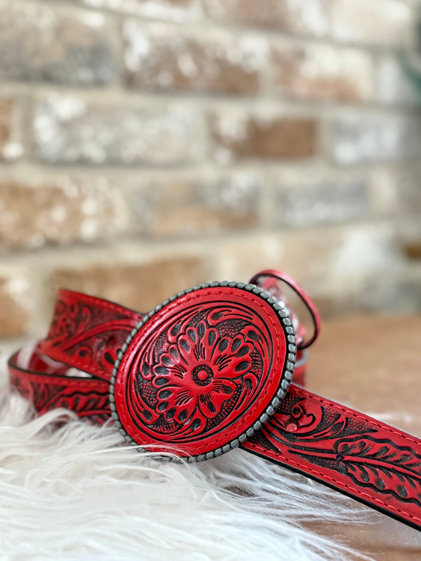 Martha Leather Tooled Belt