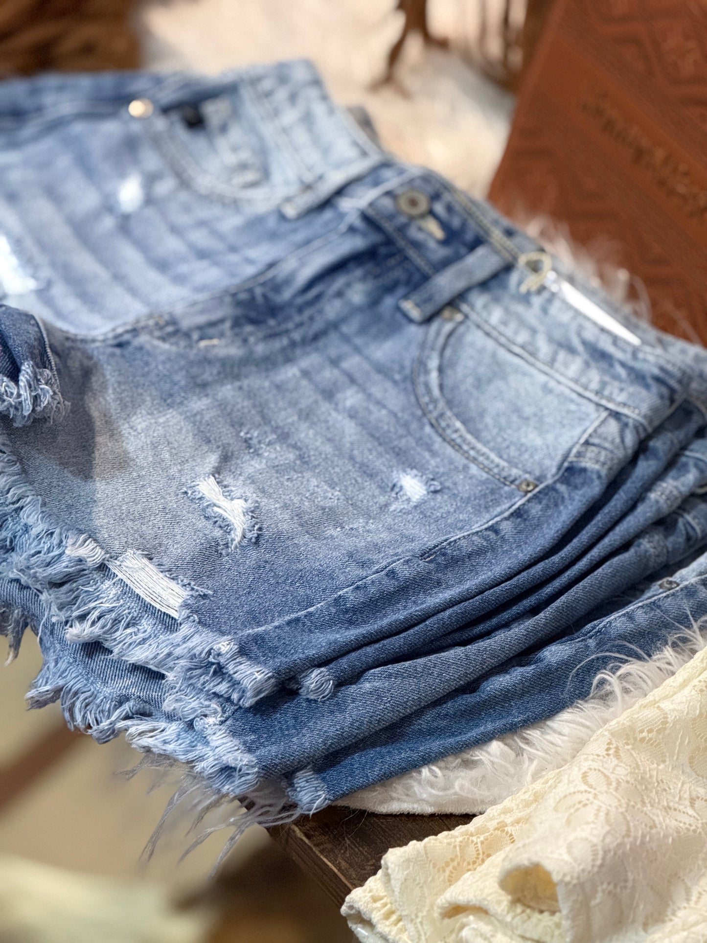 California High Rise Denim Short