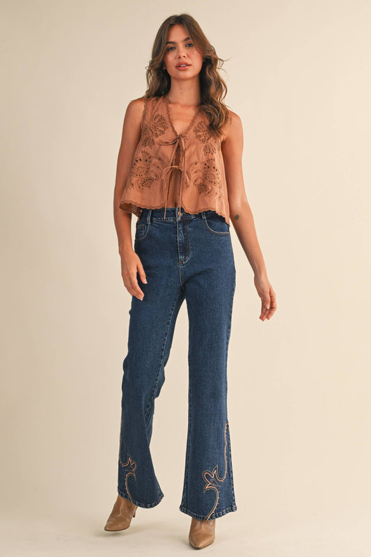 Whiskey Glasses Denim Flare Jeans